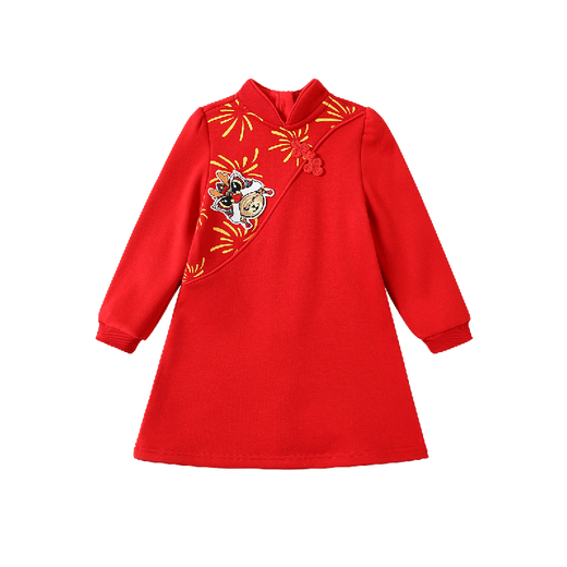Classic Teddy Classic Teddy Girls Dress Children's Hanfu Chinese-style Dress Chinese New Year's Clothing Big Red 120