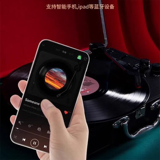 Yunya wedding gift for newlyweds, wedding and engagement, vinyl record player, bluetooth audio, living room ornaments, housewarming gift, bluetooth model, love horse brown, with gift bag, does not include records