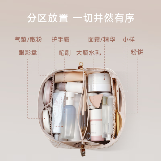 EACHY Cosmetic Bag Light Luxury Premium 2024 New Portable Cosmetic Storage Bag for Women Large Capacity Partitioned Storage French White-L Original Design Flower Series