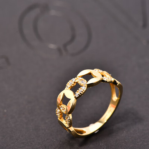 Mi Ling Korean 14K gold ring for women shiny wide face zircon copper coin ring ring for women birthday gift for women No. 15