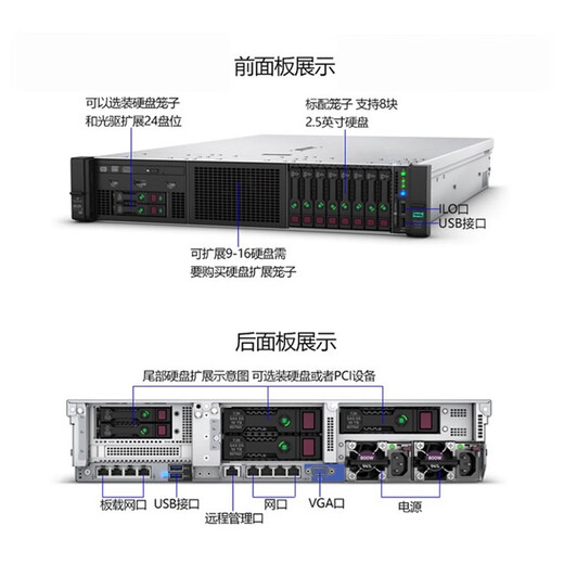 惠普（HP）DL388 Gen10丨DL380 G10 HPE 2U机架式服务器主机 DeepSeek一体机本地部署深度学习企业级存储 2颗金牌5218 32核 2.3G丨双电 64G内存丨4*600G丨4口千兆网卡丨P408i