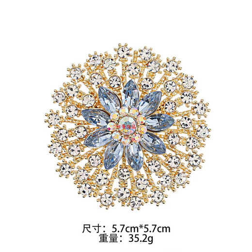 WOUG elegant lady snowflake brooch alloy inlaid glass rhinestone pin clothing fixed acrylic snowflake
