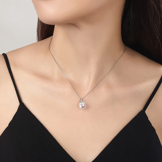 Diamond Single Perfect Round Highlight Pearl Pendant Female Freshwater Pearl Necklace Clavicle Chain for Girlfriend’s Birthday Gift Perfect Round Highlight Slightly Flawed 11-12mm