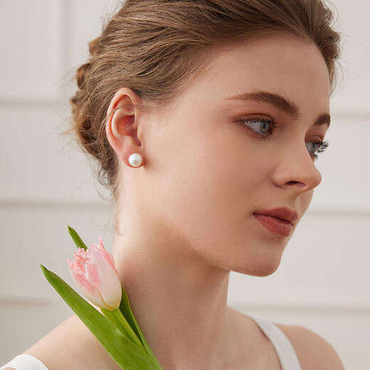 Tahitian 10-11mm Edison Pearl Stud Earrings 18K Gold Highlight Freshwater Pearl Earrings Birthday Gift