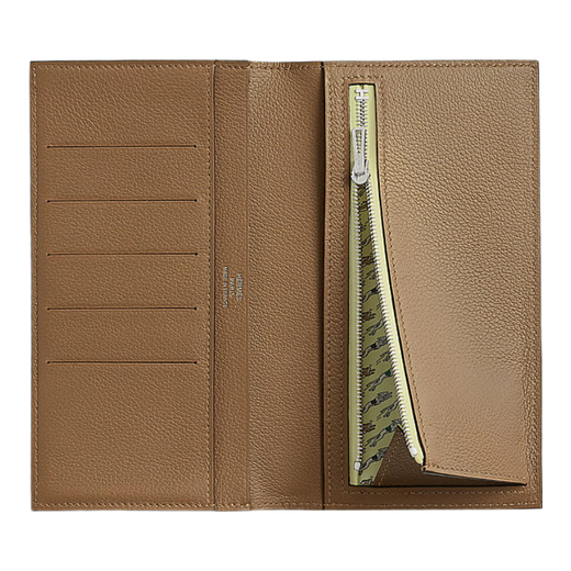 Hermes (HERMES) long wallet men's new coin purse twill passport holder Swift calfskin bag Valentine's Day gift brown