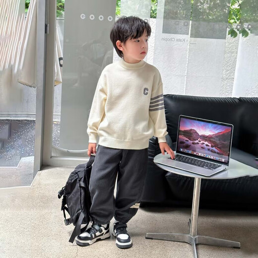 Zuoxi Boys' Velvet Pants Casual Pants 2025 New Children's One-piece Velvet Corduroy Trousers Trendy Gray 120
