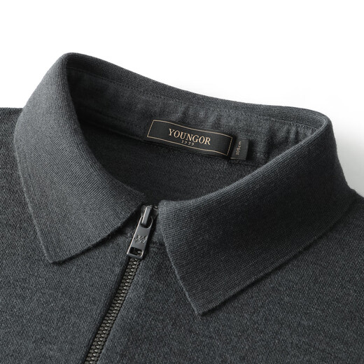 YOUNGOR wool cardigan men's wool blended sweater jacket soft, comfortable and warm dark gray VWHW619966CFA L 105cm