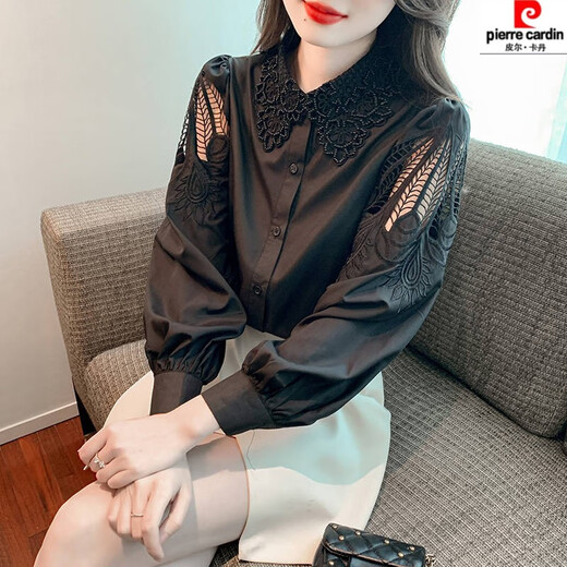 
Piercadian embroidered cotton shirt for women's autumn new fashion embroidered white shirt loose and versatile long-sleeved top CY9227 White S [Suggested 75-95Jin [Jin equals 0.5 kg]]