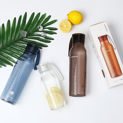 LOCK&LOCK Summer Sports Water Cup Simple Plastic Cup Outdoor Portable Water Bottle Male and Female Student Cup Gray 750ML