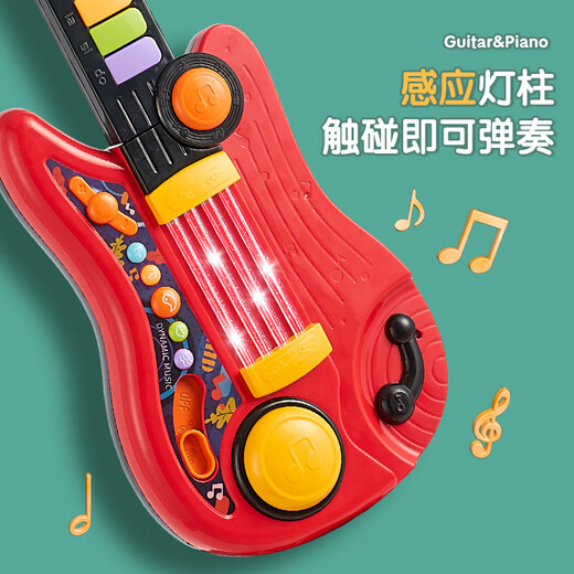 Han Qinxia Ukulele's Little Guitar Toy Girls Boys Beginners Mini Edition Instrument Musical Instrument peut jouer au piano-guitare magique pliable Red Foldable