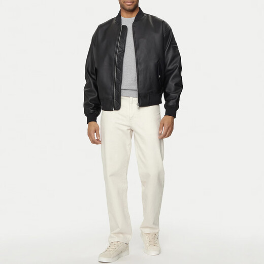 Calvin Klein Jeans CK Kevin Klein Men's Fashion Casual Loose Leather Jacket J30J325601 Black BEH XL