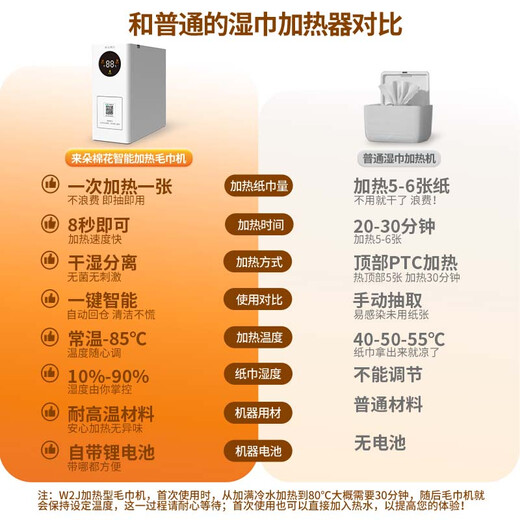 LADOCOTTON Laiduo cotton smart hot and cold towel machine hotel dedicated restaurant billiards hall KTV hotel constant temperature cotton soft towel machine wet towel heater bar bar entertainment venue W2S commercial W2S + 5 boxes of compressed towels 540 pieces