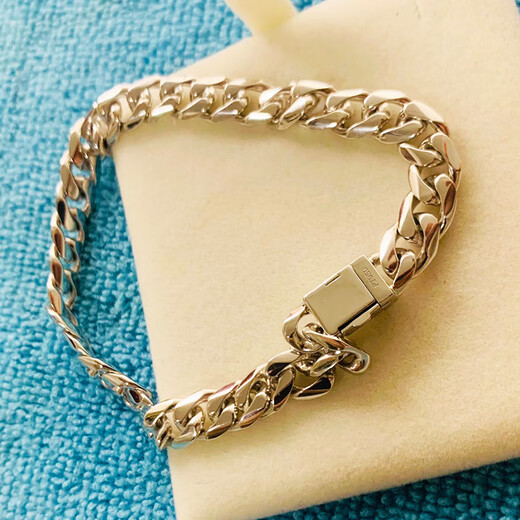 Hanqi Jewelry Platinum Pt950 Cuban Bracelet for Men and Women Wearable Platinum Bracelet Chain Couple Gift Customized About 39g Length and Weight Contact Customer Service
