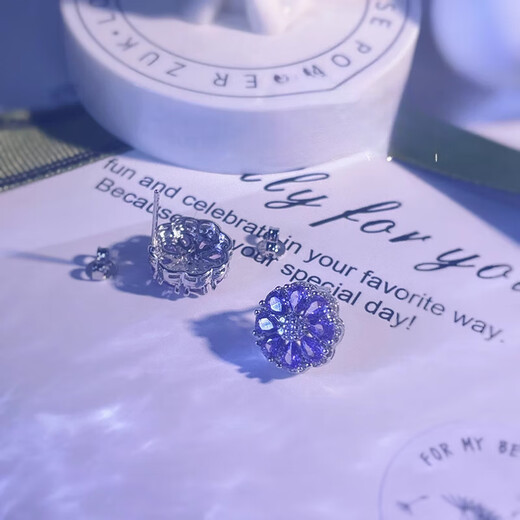 DL 1998 Fat Donglai same style tanzanite earrings natural l natural santan stone earrings for women s925 silver purple natural tanzanite amethyst B earrings
