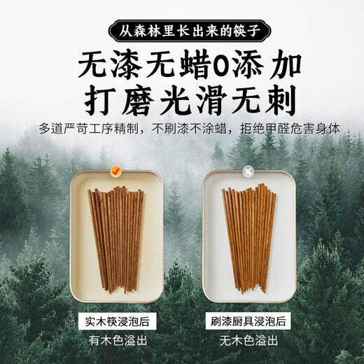 Wang Mazi antibacterial and mildew-proof high-grade chicken wing wood chopsticks for household use, high-grade wooden food grade, no paint and no wax, 10 pairs