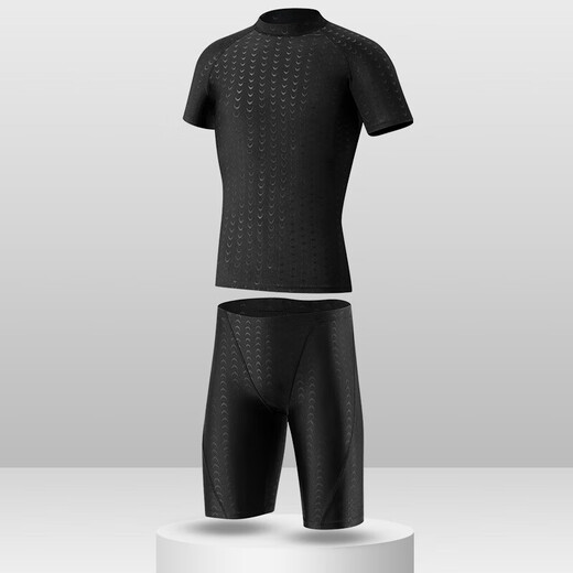 SMVP swimming trunks men's anti-embarrassment men's swimsuit hot spring swimsuit five-quarter pants swimsuit training quick-drying equipment boxer swimming trunks + swimming cap + swimming goggles + nose clip earplugs four-piece set 3XL 3XL recommended 150-170Jin Jin equals 0.5 kg