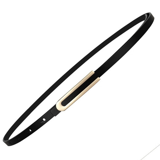 Melece【牛皮】新款细真皮女腰带简约百搭优雅牛皮皮带配连衣裙裙子女款 11155-杏色 105cm