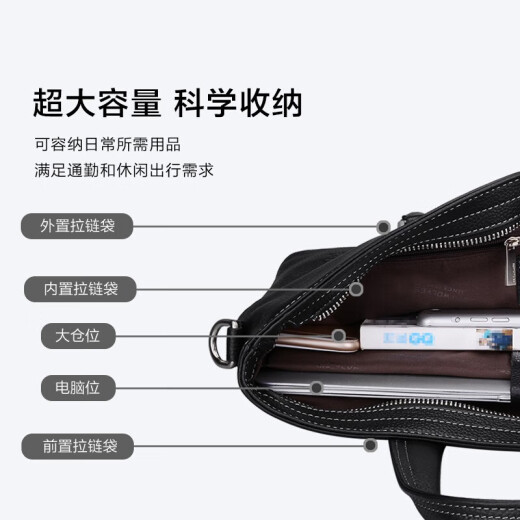 Septwolves genuine leather portable briefcase men's first-layer cowhide business trip business laptop bag shoulder bag