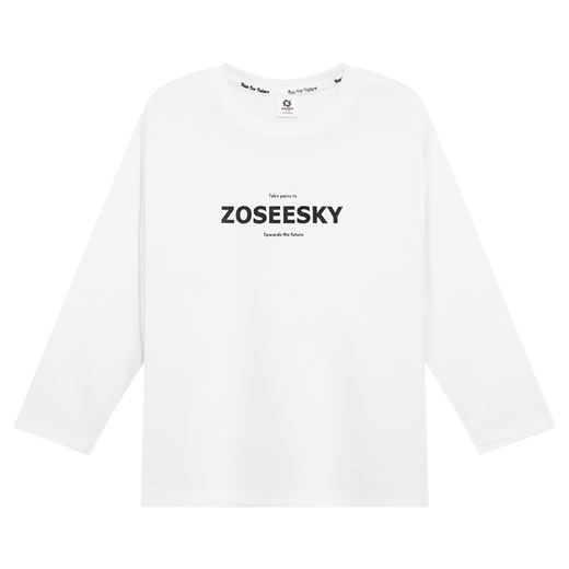 Zuoxi Boys Long Sleeve T-Shirt Children's Class A Pure Cotton Autumn Clothing 2025 New Boys Spring and Autumn Top Trendy White 160