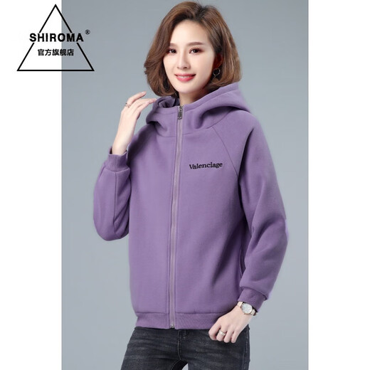 SHIROMA new winter wear hooded thickened velvet sweatshirt jacket for women autumn and winter new fashion navy L
