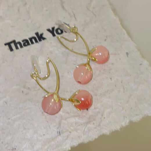 Shufen pierced earrings high-end pink fruit tassel ear clips for women 2025 new light luxury niche mosquito coil disc earrings E3568 pink tomato ear clips