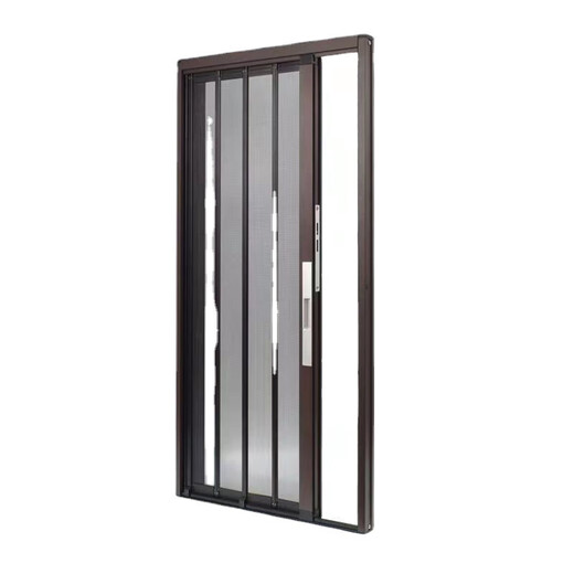 Dunge King Kong mesh folding entry screen door, anti-mosquito, anti-theft, anti-cat and mouse, thickened aluminum alloy, narrow edge, low rail, invisible retractable, aluminum alloy, red wood grain + anti-theft lock, starting from 2 square meters