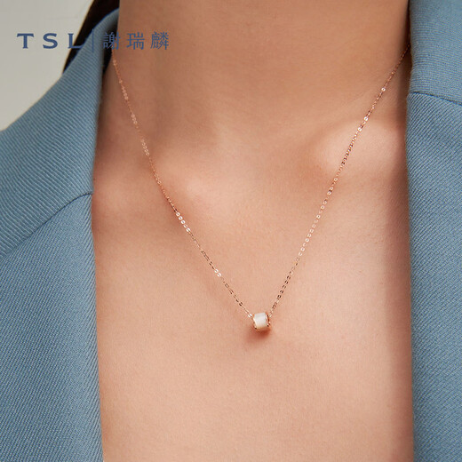Xie Ruilin (TSL) 18K gold necklace Yueji series white mother-of-pearl transfer barrel clavicle chain AG672
