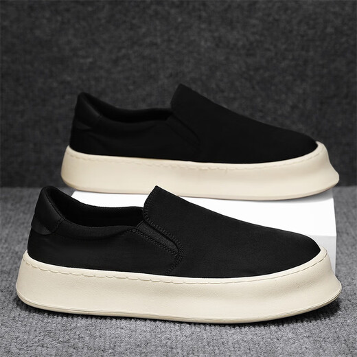 dkcci老北京布鞋男夏季透气冰丝软底休闲板鞋一脚蹬工作防滑黑色帆布鞋 黑色 26 (260mm) 42