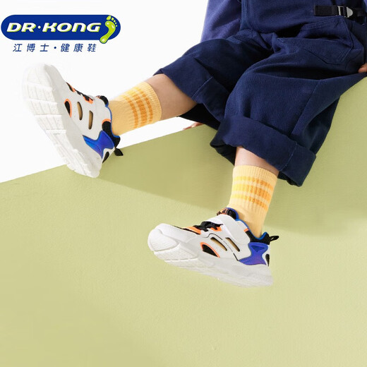 DR KONG Children's Shoes Velcro Spring and Autumn Comfortable and Breathable Toddler Shoes for Men and Women Baby Versatile Domestic Children's Sports Shoes White/Black 23 Suitable for Feet Length Approximately 13.4-14.1cm