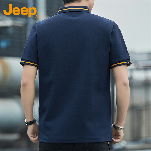 Jeep (JEEP) short-sleeved T-shirt men's summer Polo business casual shirt men's loose cool clothes men's sapphire blue 3XL