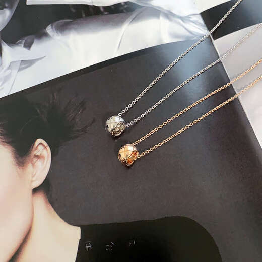 Pure Lingge small gold bead necklace 925 sterling silver simple 2023 new style stacked light luxury high-end ring pendant 18K rose gold