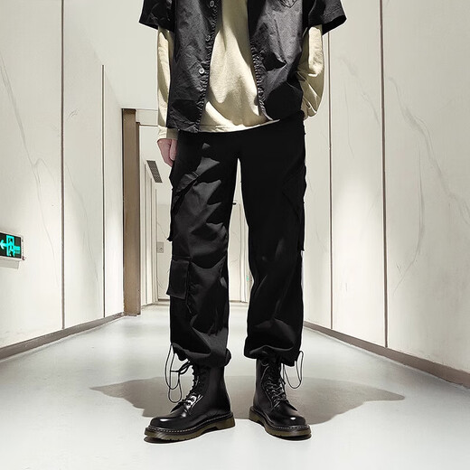 花花公子马丁靴男款中帮英伦风高帮皮鞋2025新款透气薄款短靴工装黑色皮靴 6198 【黑色百搭款】 40