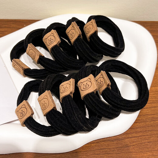 Read Fan's new headband for women, high-elastic rubber band hair tie, hairband, leather case, simple temperament, ponytail headwear, high-end, brown headband 5-piece set