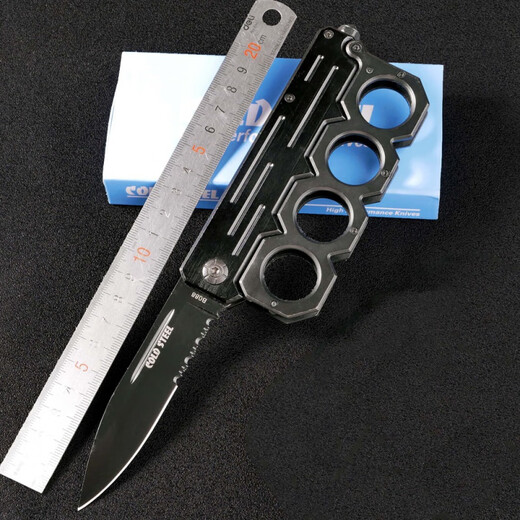 Simple Jianyuenika Finger Tiger Fist Multifunctional Folding Knife High Hardness Outdoor Self-Defense Practical Gadget Car-mounted Window Breaking Tool Hammer Black 60 or above x 9cm x 12cm