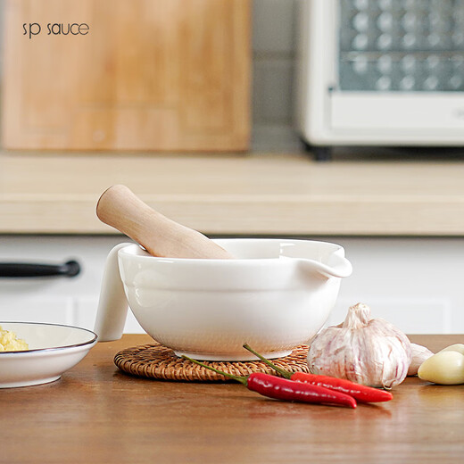 SP SAUCE Japanese Hunan cuisine, eggplant, pepper, preserved egg, tea, white porcelain mashing jar, garlic mortar, manual Chinese medicine grinder, white porcelain mashing bowl