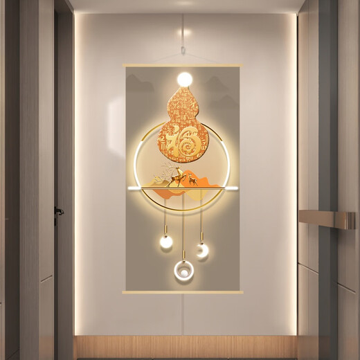 新中式葫芦福禄喜庆客厅卧室走廊玄关新年墙壁装饰卷轴画 挂轴画 LY677-1 挂轴画 20*40cm