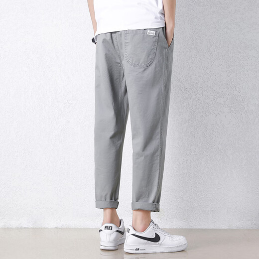 Pantalon décontracté juif pour hommes de la soie lâche en été masculine Sports directs pantalon neuf points pour hommes de style coréen conique pour hommes 9904 kaki profond + 9904 ciment gris m