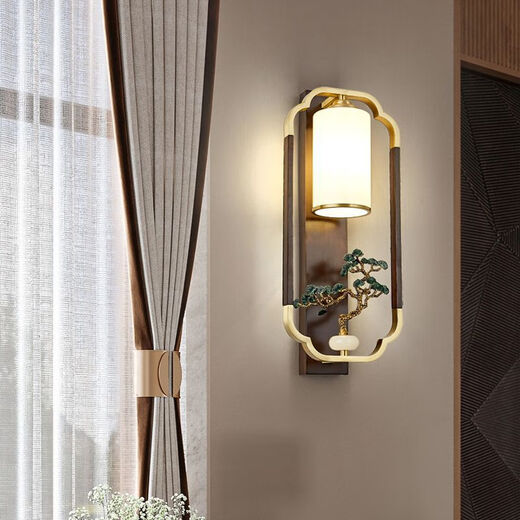 Yaotian Modern New Chinese Style Wall Lamp Full Spectrum Black Walnut Jade Lamp Living Room Rechargeable Wiring-Free Model 1001-Hour Left