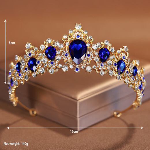 VAN OCEAN ANNORA crown bridal headdress female high-end princess majestic crown wedding wedding dress hair accessories pearl ruby hair dark blue crown TS0123F