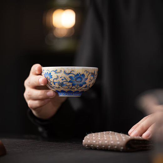 SUSHI CERAMICS gilt silver lotus couple tea cup tea cup J1075 by intangible cultural heritage master Zheng Wenqiang