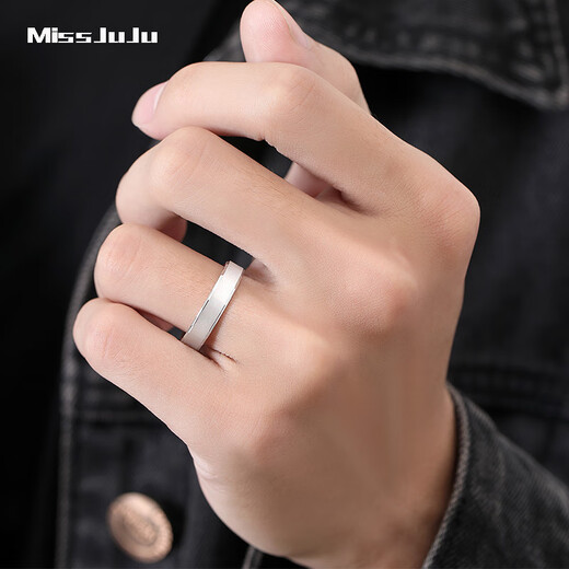 Miss JuJu platinum ring fashion ring pt950 platinum fashion ring for men and women, 8# single, about 4.1g, width 3.5mm, more gram weight, less compensation
