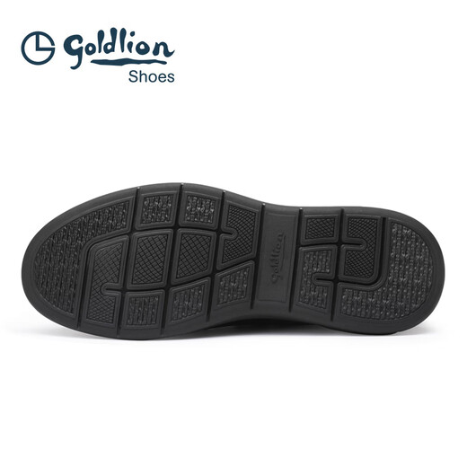 Goldlion leather shoes for men 2025 autumn fashion casual shoes soft and comfortable elastic band business leather shoes for men fashionable and casual black 40 (European size, one size larger)