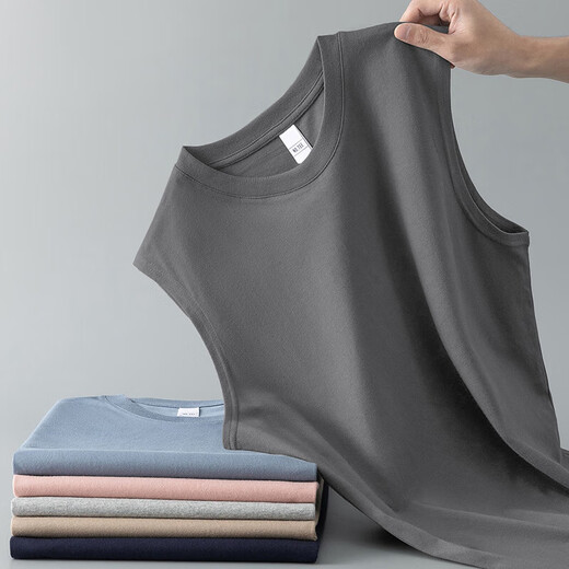 Clearance sports vest men's trendy summer loose solid color sleeveless t-shirt for outdoor wear fitness sports vest sweatshirt Cooling vest clearance Brick red 2XL Recommended weight 125-135 Jin Jin equals 0.5 kg Can be worn