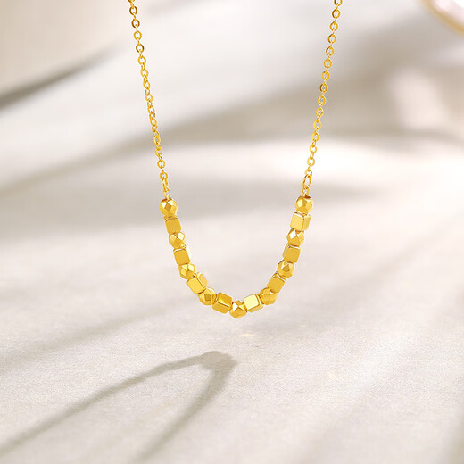 Saturday Fortune (ZLF) yellow 18K gold necklace for women, colorful geometric gold pendant for girls and wives, 40cm +5cm