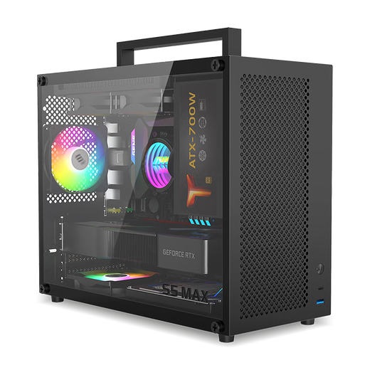 鱼巢 (MetalFish) S5MAX 电脑台式机小机箱 手提迷你桌面 多网孔散热支持180水冷 S5MAX黑色机箱