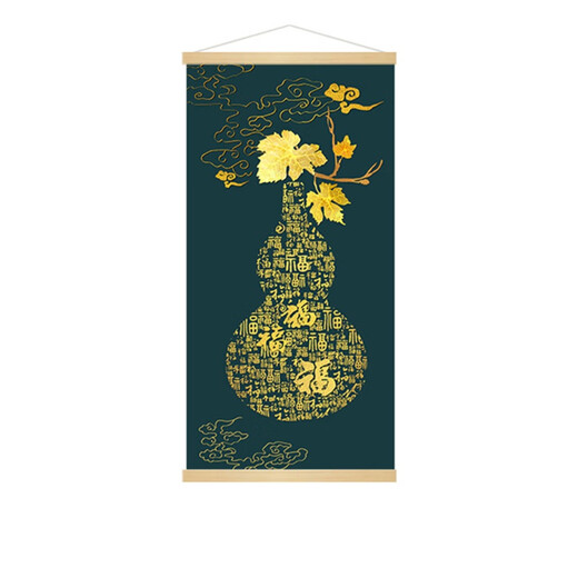新中式葫芦福禄喜庆客厅卧室走廊玄关新年墙壁装饰卷轴画 挂轴画 LY677-1 挂轴画 20*40cm