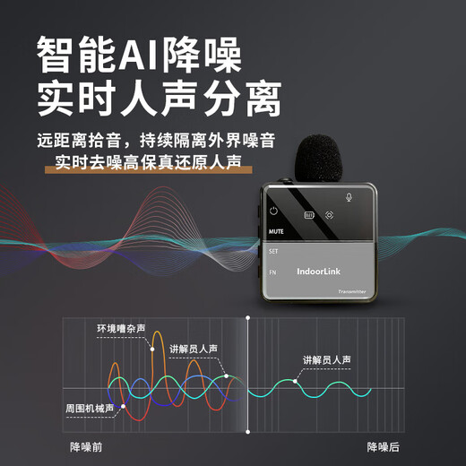 IndoorLink wireless interpreter one-to-many government and enterprise reception factory visit project inspection business conference interpretation equipment museum exhibition hall deep interconnection interpreter SCHL-E201 single lecture + 5 people receiving long battery life + 1 multi-port charging stand