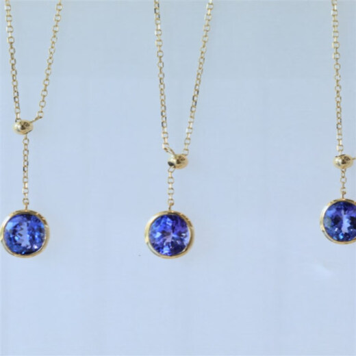 DRJEFUN18 natural tanzanite oval necklace adjustable gold simple bezel inlaid jewelry tanzanite blue and purple necklace blue and purple necklace