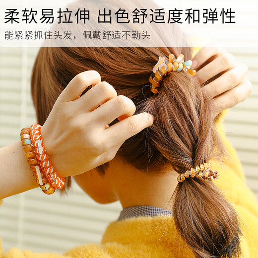 TELETIESx Takasha co-branded American imported telephone wire hair tie Terry ring headband chocolate bear M code 2 pieces