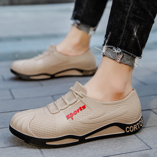 高档四季雨鞋男款防滑防水胶鞋低帮潮流休闲耐磨水鞋成人时尚雨靴 8689棕色【不加棉】 42